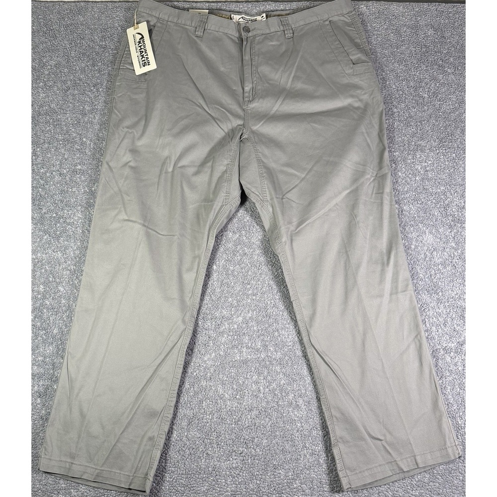 NWT Mountain Khakis Lake Lodge Twill Relaxed Men 46x32 Gray Chino Casual Stretch